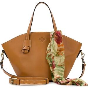 Patricia Nash Corallina Leather Tote with Scarf - tan